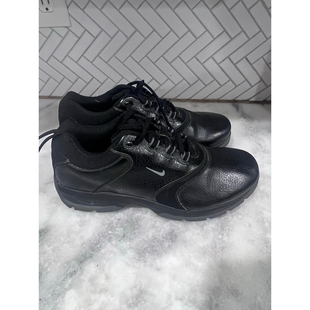 Nike Golf Leather Shoes Mens 10.5 Black Walking Comfort + Bag 309894